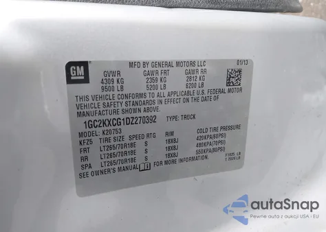 2013 Chevrolet Silverado 2500Hd Lt из США, поврежденный, VIN 1GC2KXCG1DZ270392